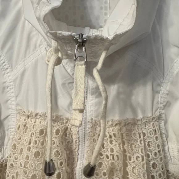🌼 Anthropologie HEI HEI Eyelet Swing Windbreaker Jacket Zip Front Pockets SZ L